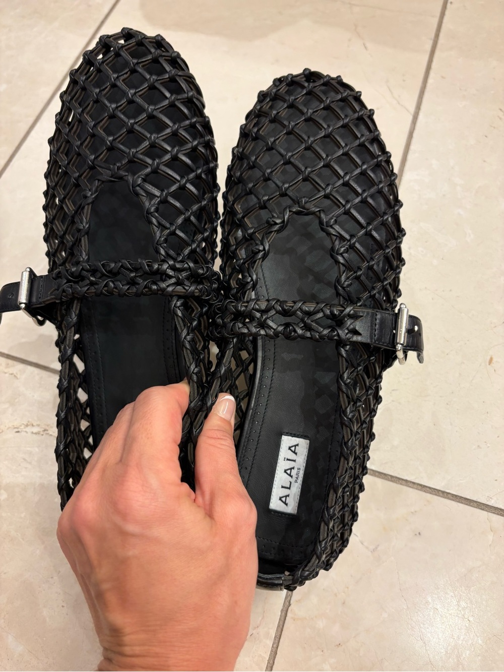 Alaïa Black Woven Leather Mary Jane Flats NIB 39 - Picture 2 of 7